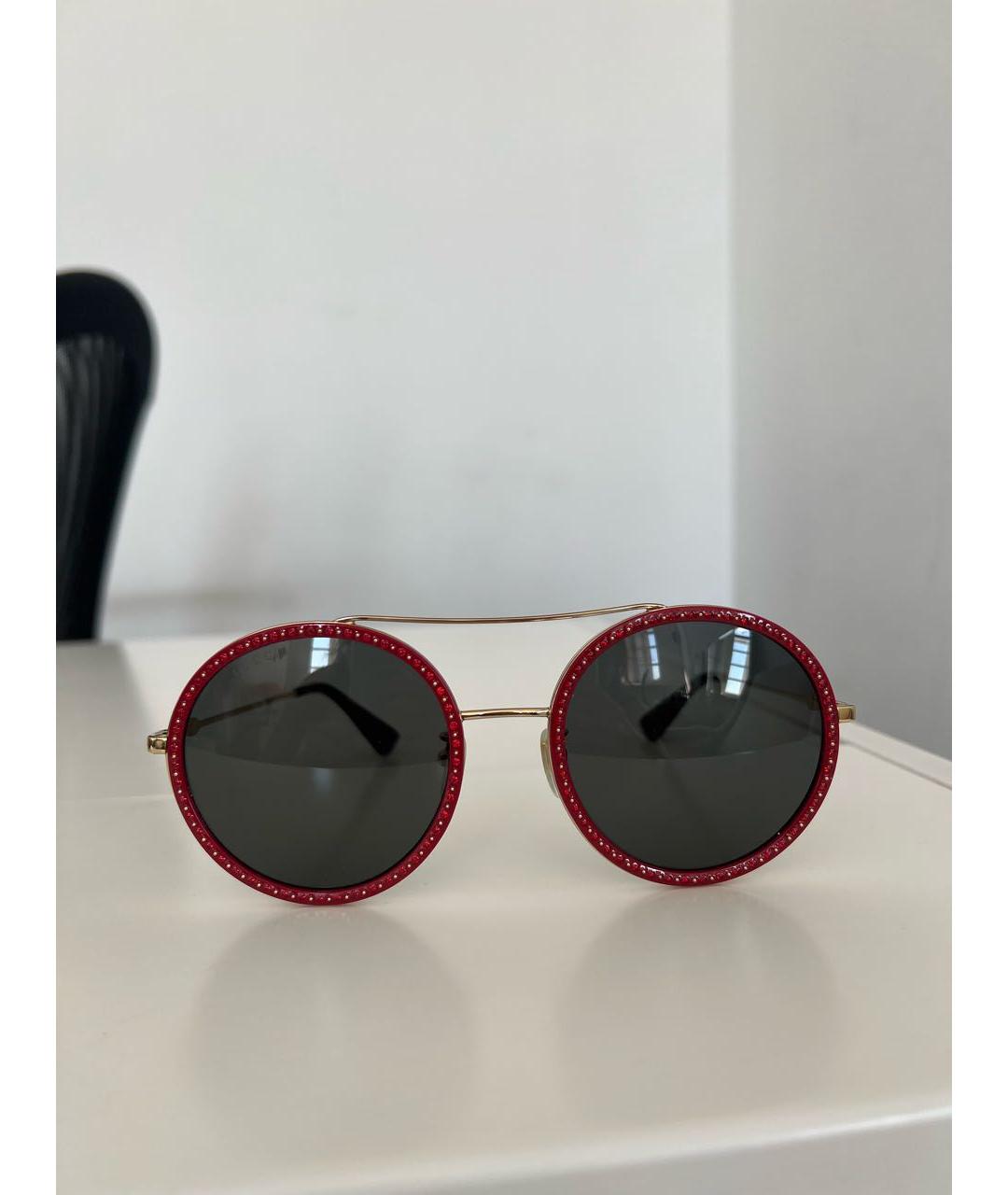 GUCCI Красные пластиковые солнцезащитные очки, фото 5