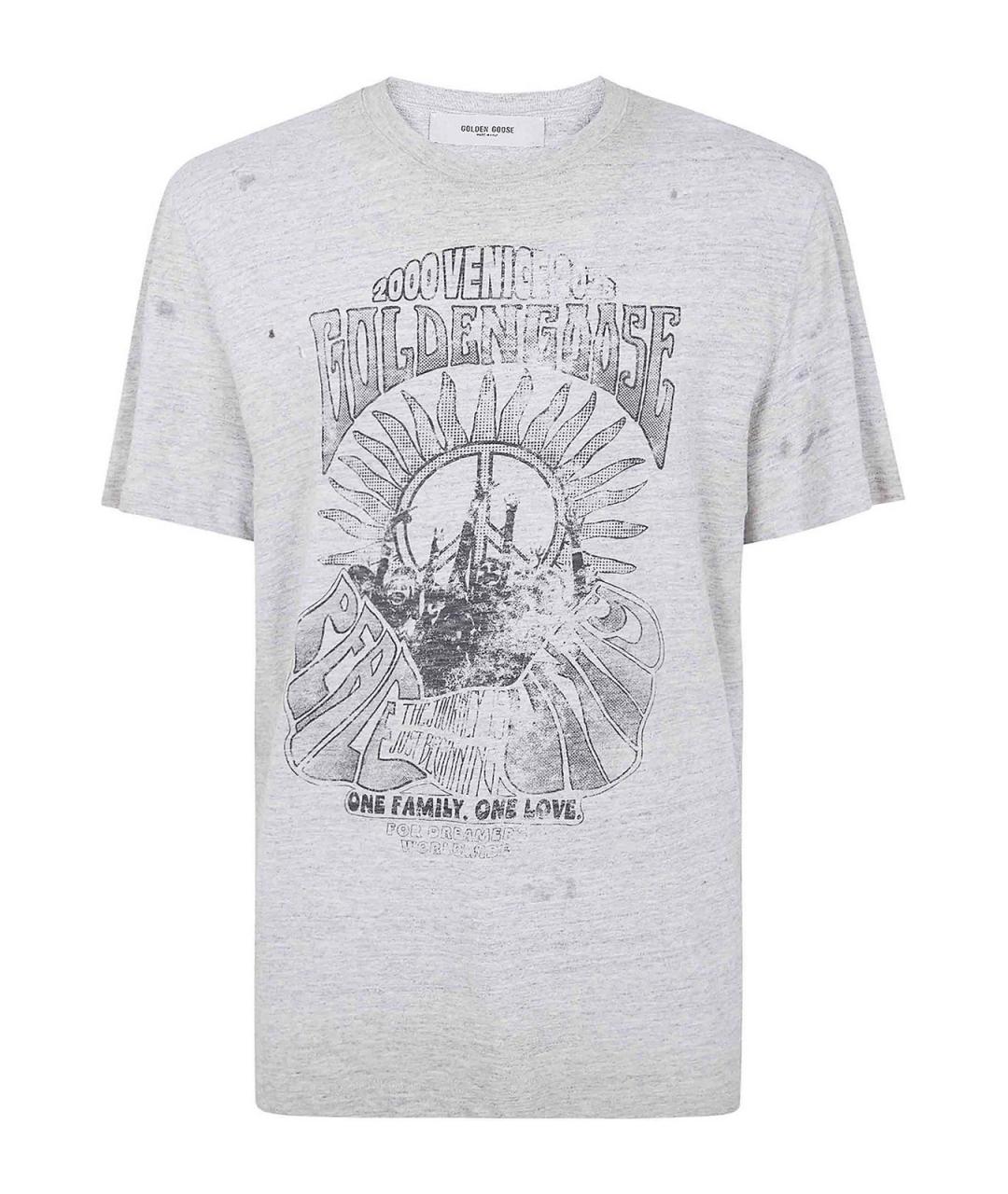 GOLDEN GOOSE Серая хлопковая футболка, фото 1