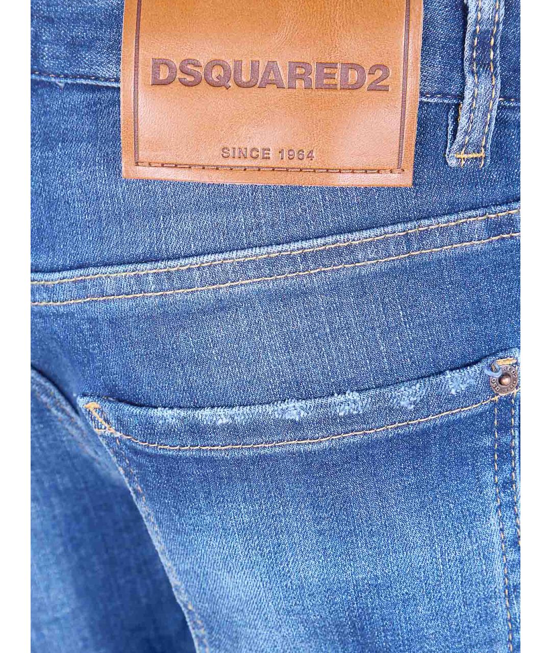 DSQUARED2 Синие хлопко-эластановые прямые джинсы, фото 3