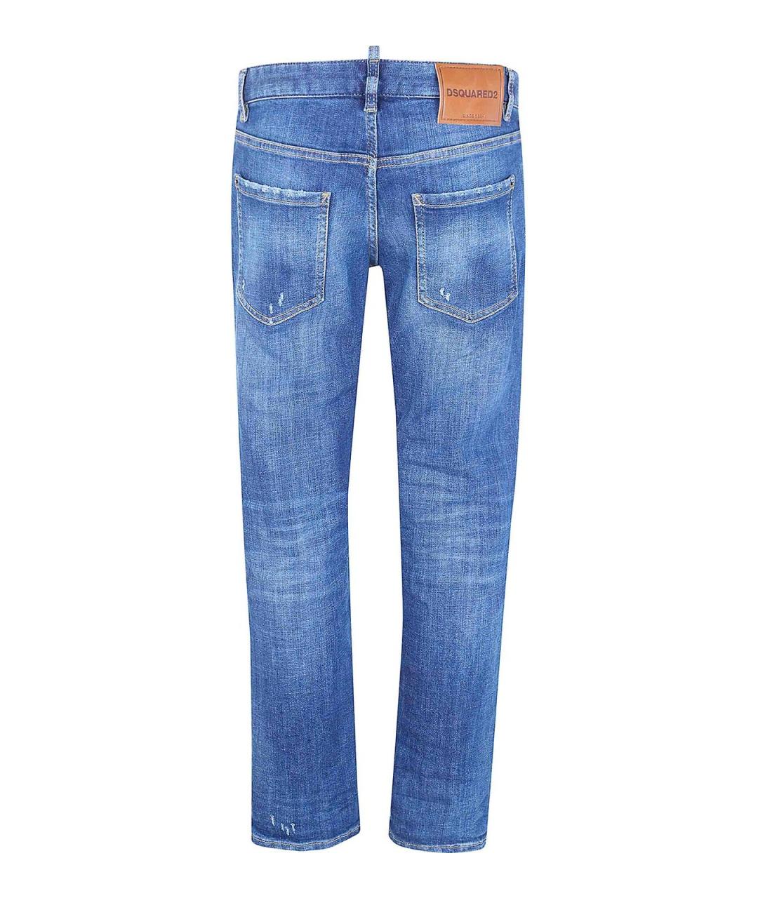 DSQUARED2 Синие хлопко-эластановые прямые джинсы, фото 2