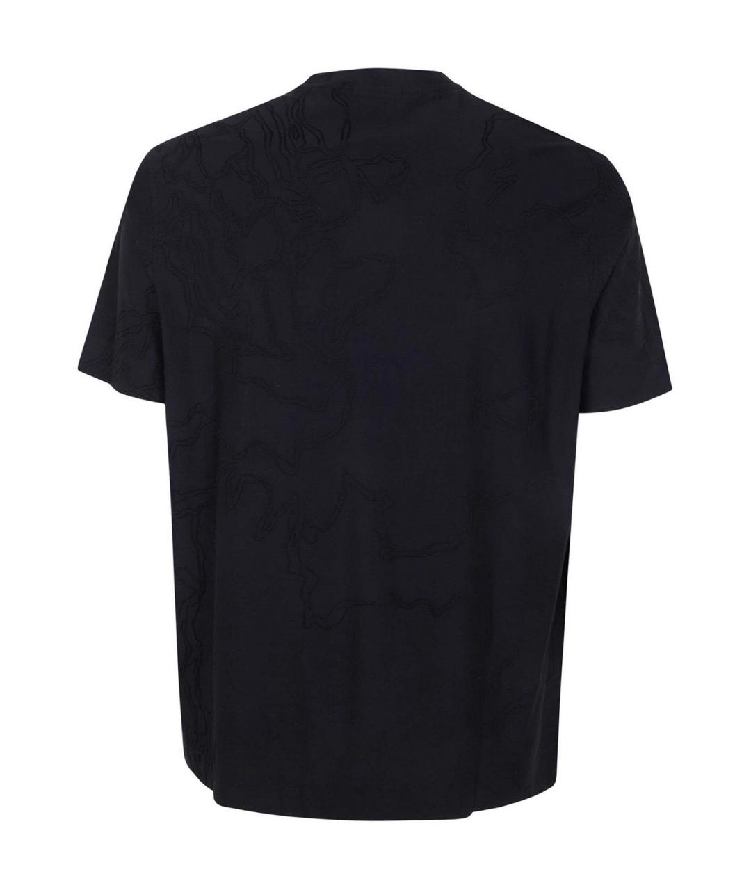 EMPORIO ARMANI Черная хлопковая футболка, фото 2