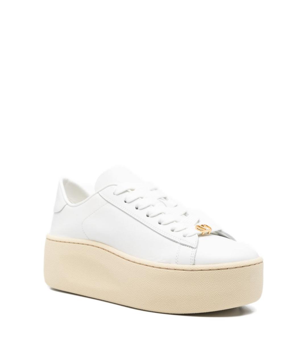 VALENTINO Белые кроссовки из кожи аллигатора, фото 2
