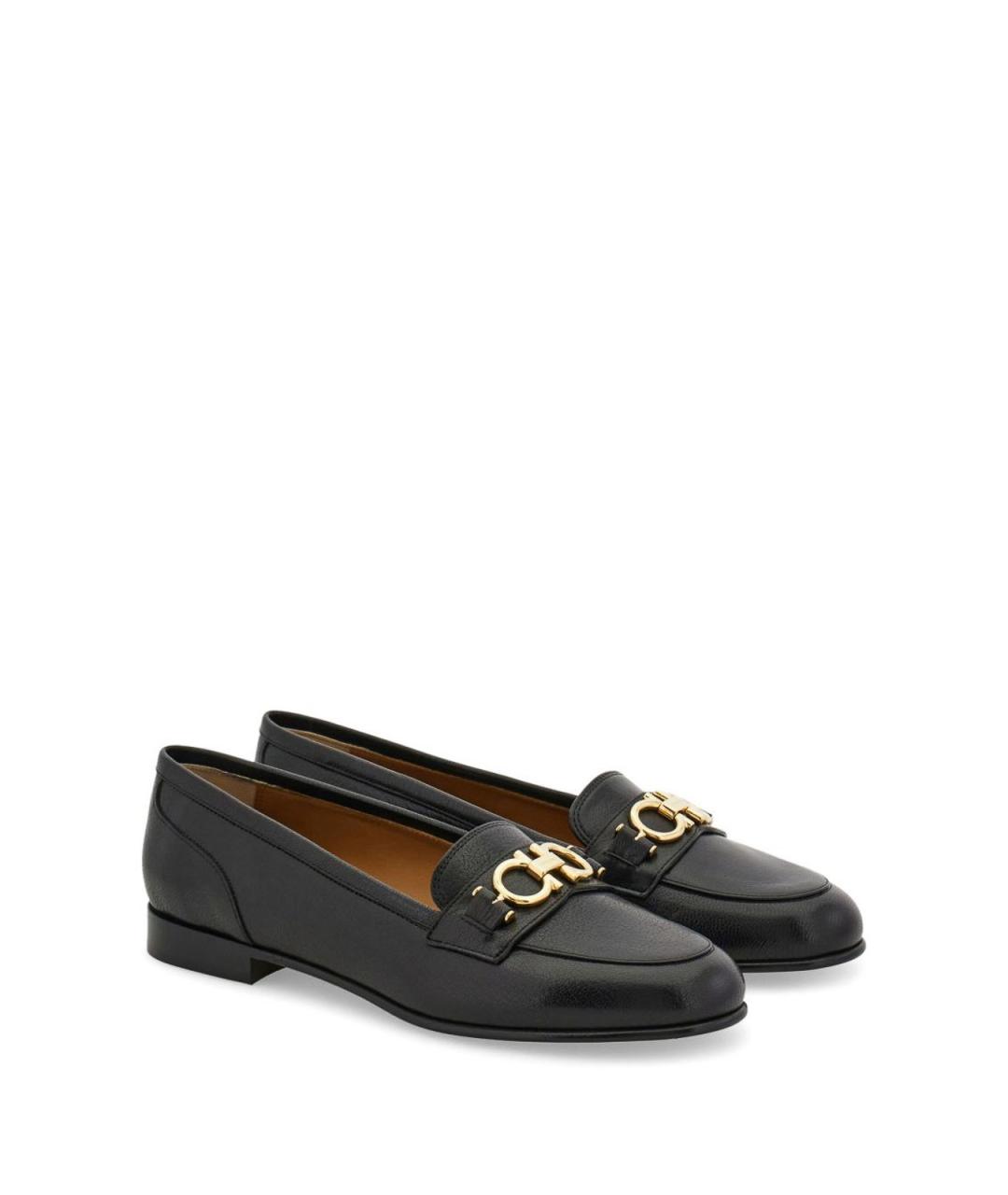 FERRAGAMO Черные кожаные лоферы, фото 5