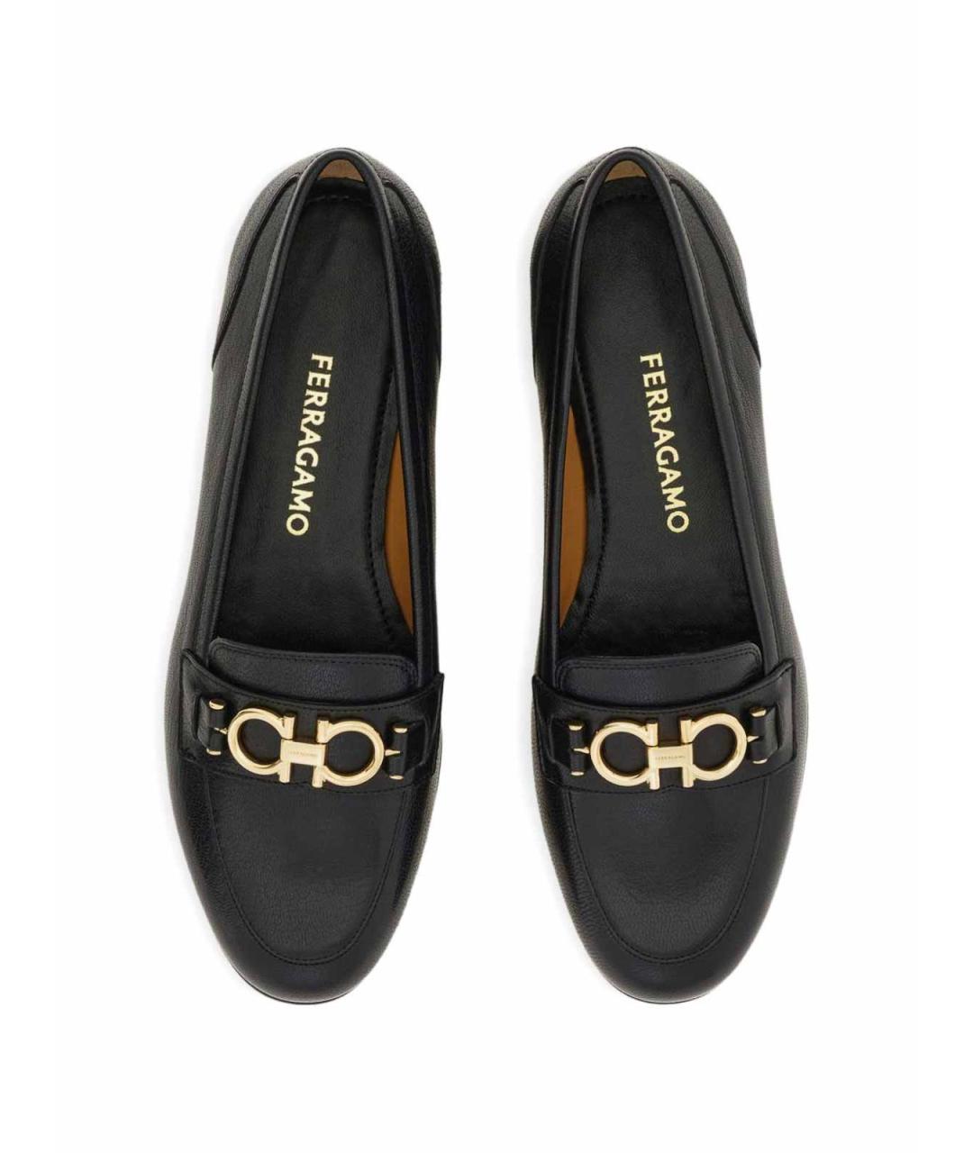 FERRAGAMO Черные кожаные лоферы, фото 4