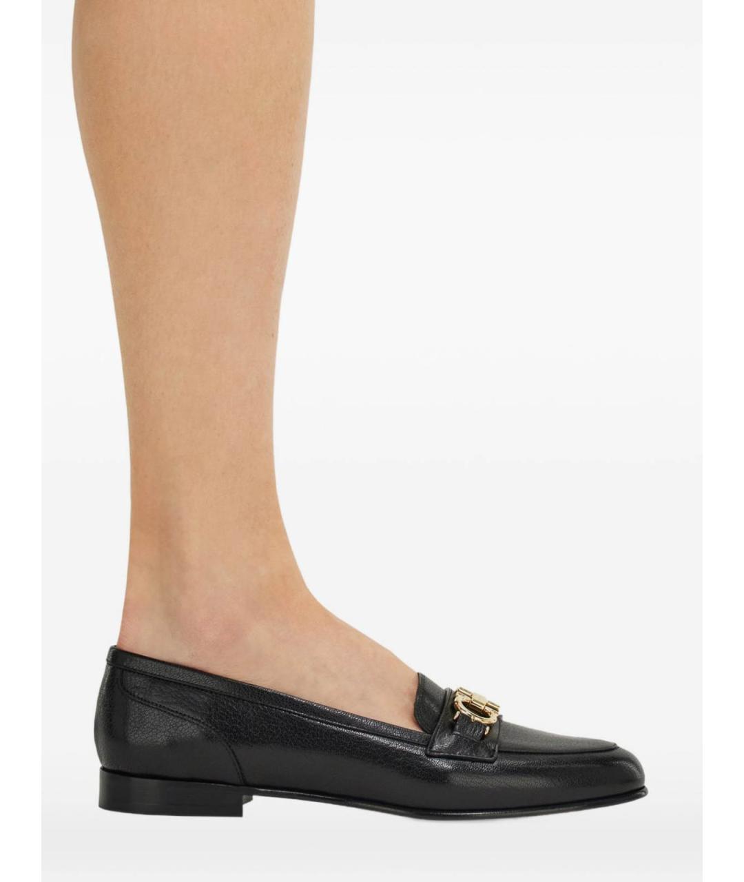 FERRAGAMO Черные кожаные лоферы, фото 3
