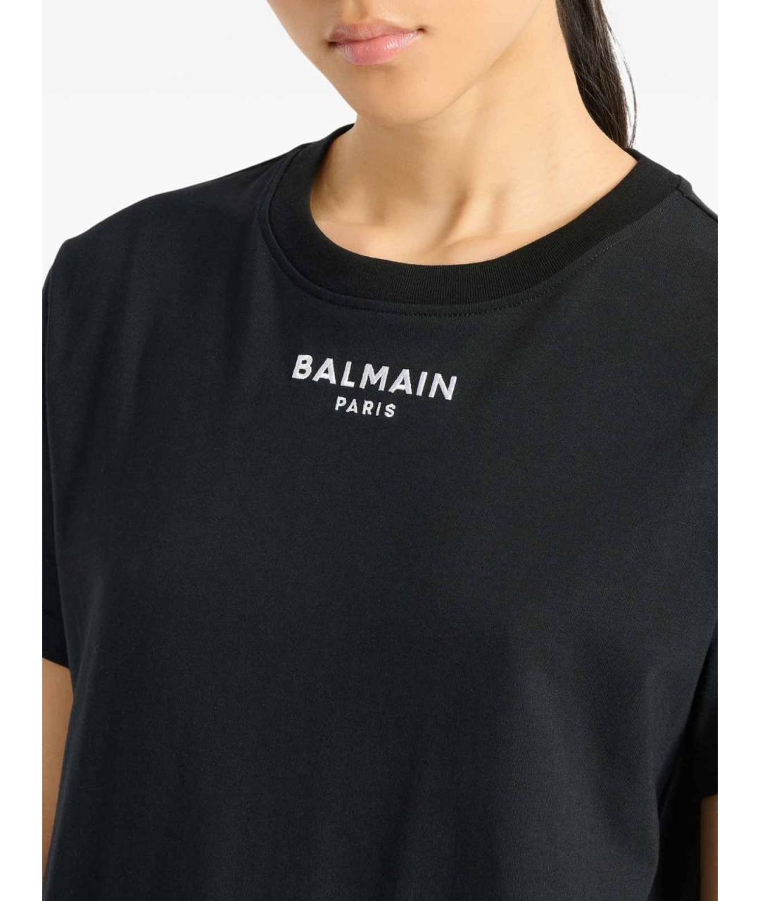 BALMAIN Черная хлопковая футболка, фото 3