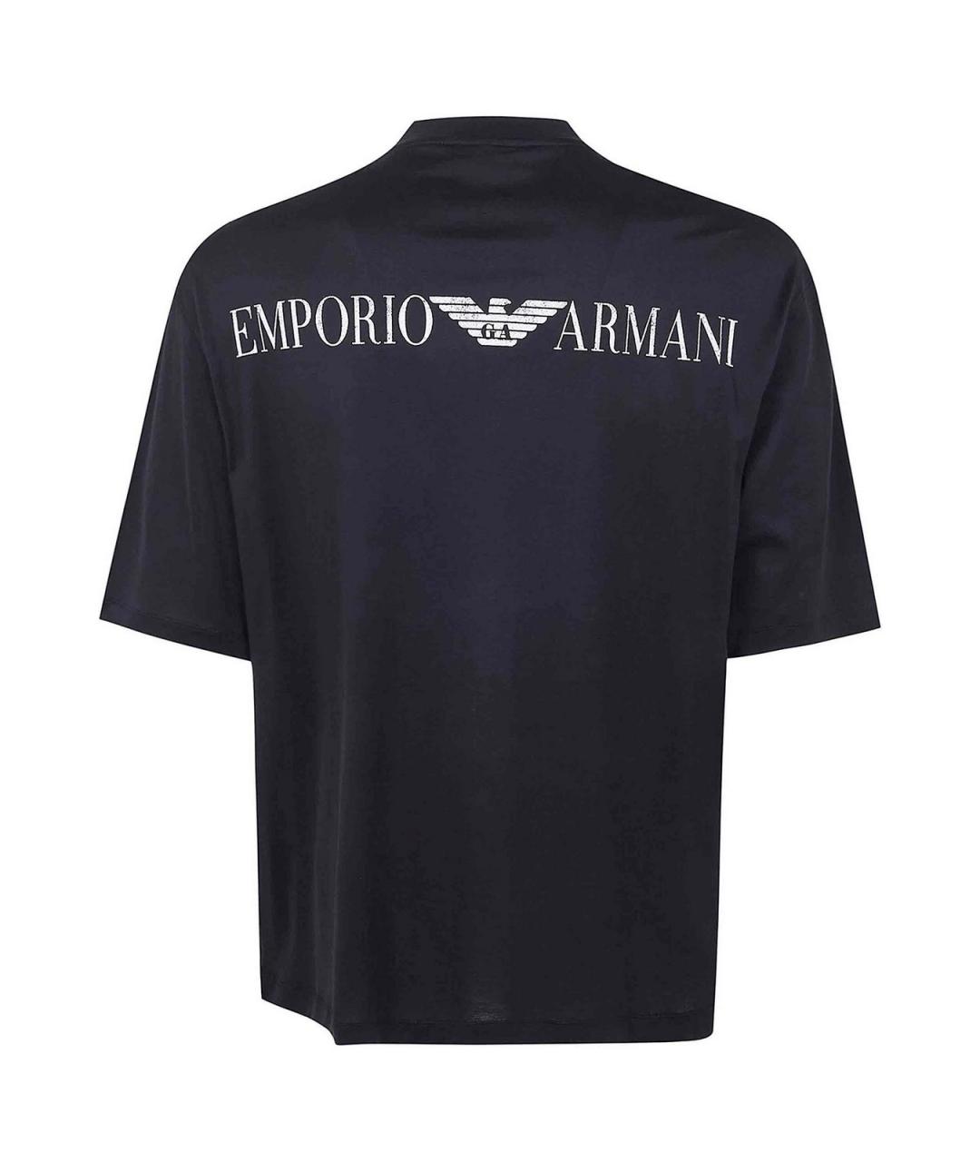 EMPORIO ARMANI Черная хлопковая футболка, фото 2