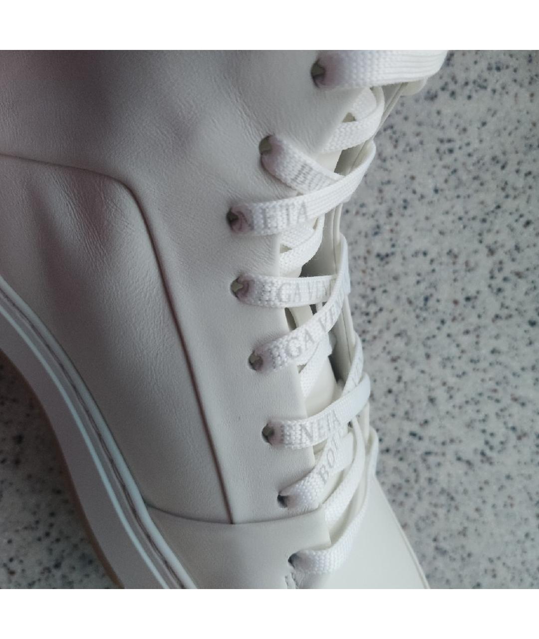BOTTEGA VENETA Белые кожаные высокие кроссовки / кеды, фото 5