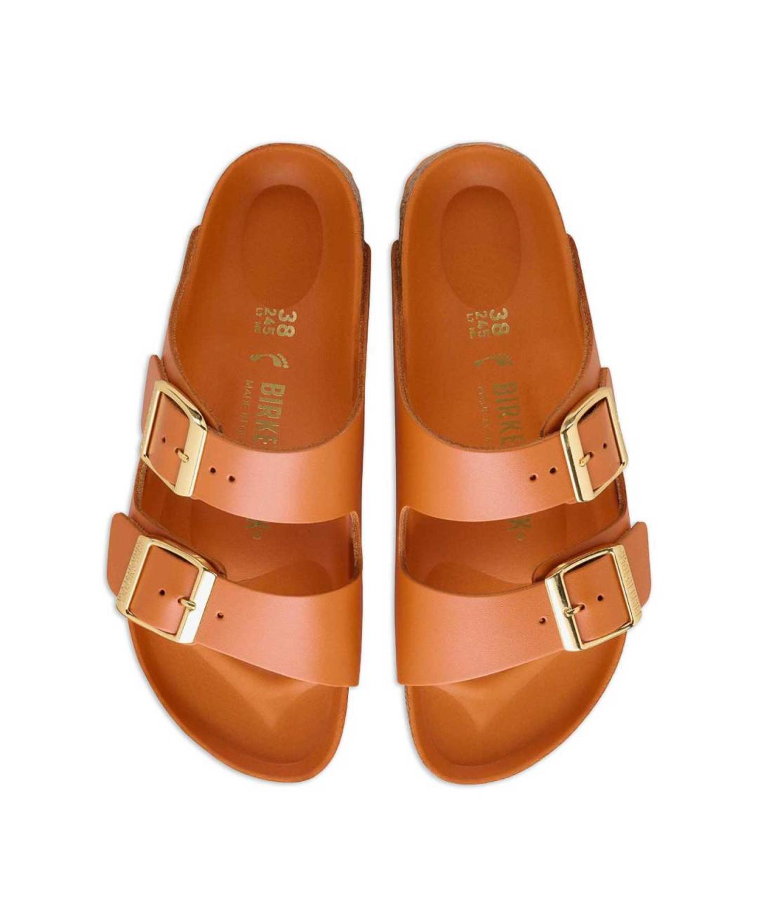 BIRKENSTOCK Оранжевые кожаные сандалии, фото 4