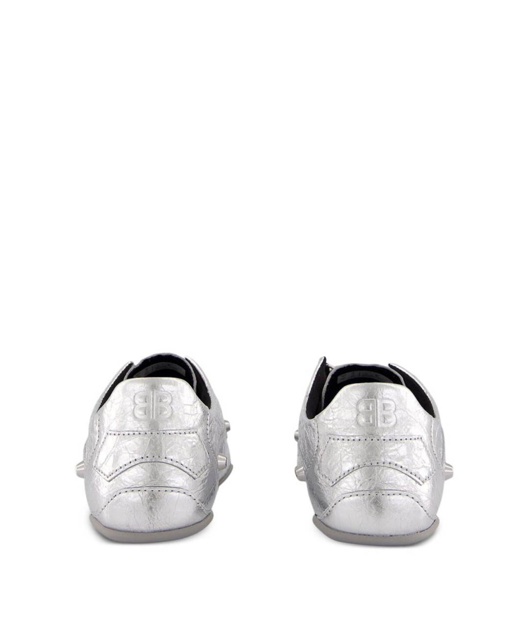 BALENCIAGA Серебряные кожаные кеды, фото 3