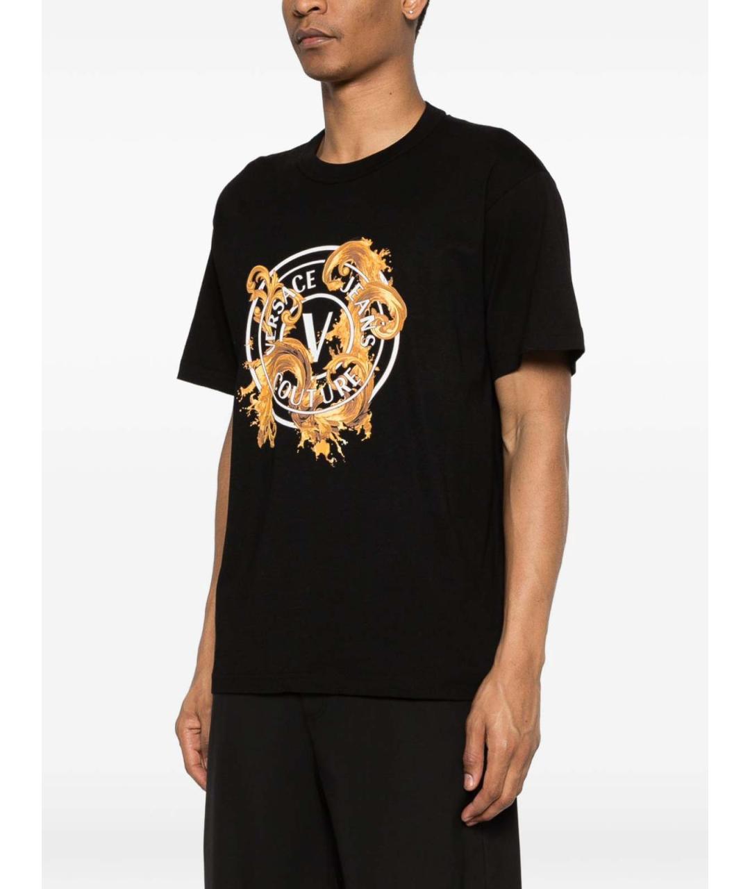 VERSACE JEANS COUTURE Черная хлопковая футболка, фото 5