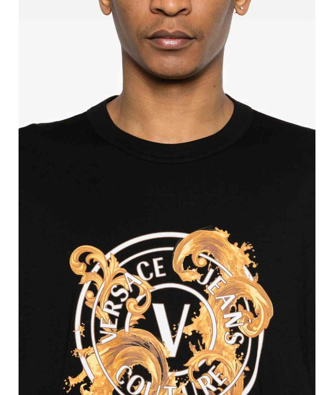 VERSACE JEANS COUTURE Черная хлопковая футболка, фото 4