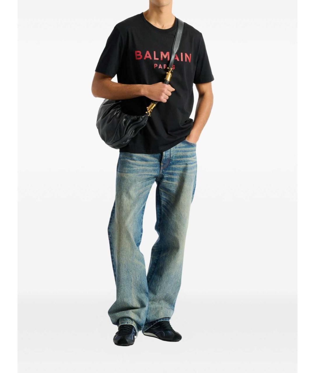 BALMAIN Черная хлопковая футболка, фото 3