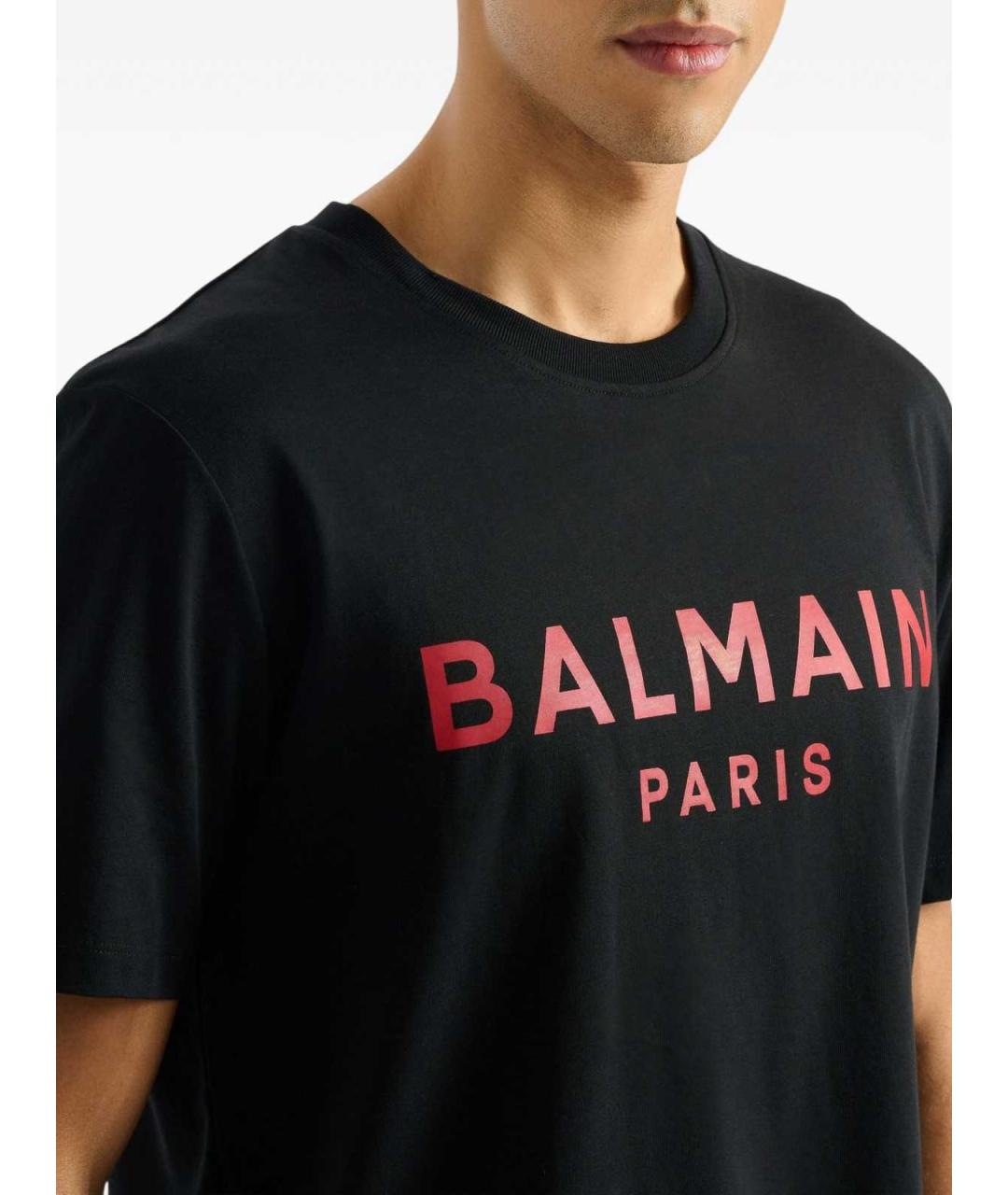 BALMAIN Черная хлопковая футболка, фото 5
