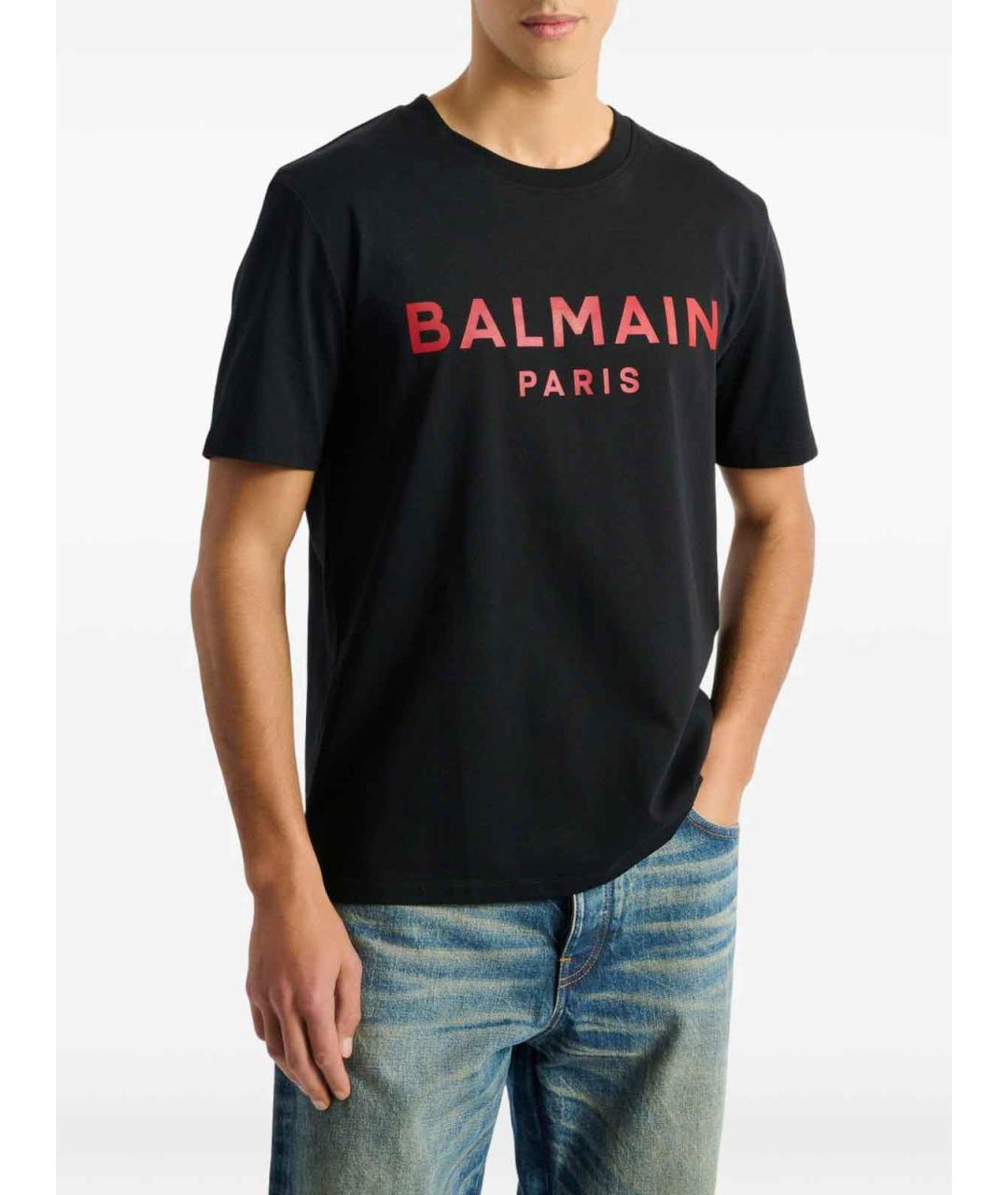 BALMAIN Черная хлопковая футболка, фото 4