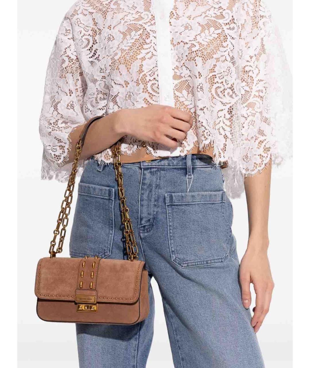 MICHAEL KORS Коричневая замшевая сумка через плечо, фото 3
