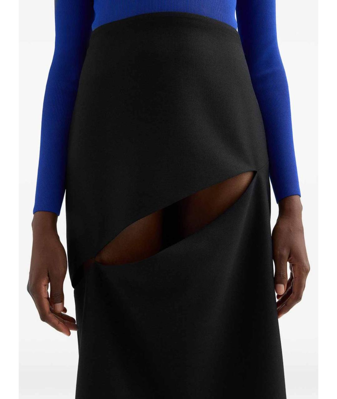 JIL SANDER Черная вискозная юбка миди, фото 4