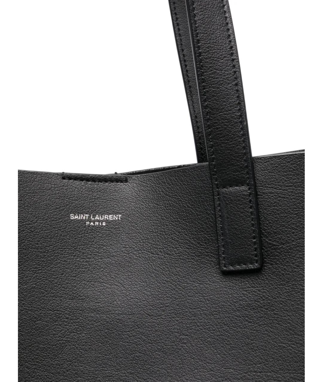 SAINT LAURENT Черная кожаная сумка тоут, фото 3
