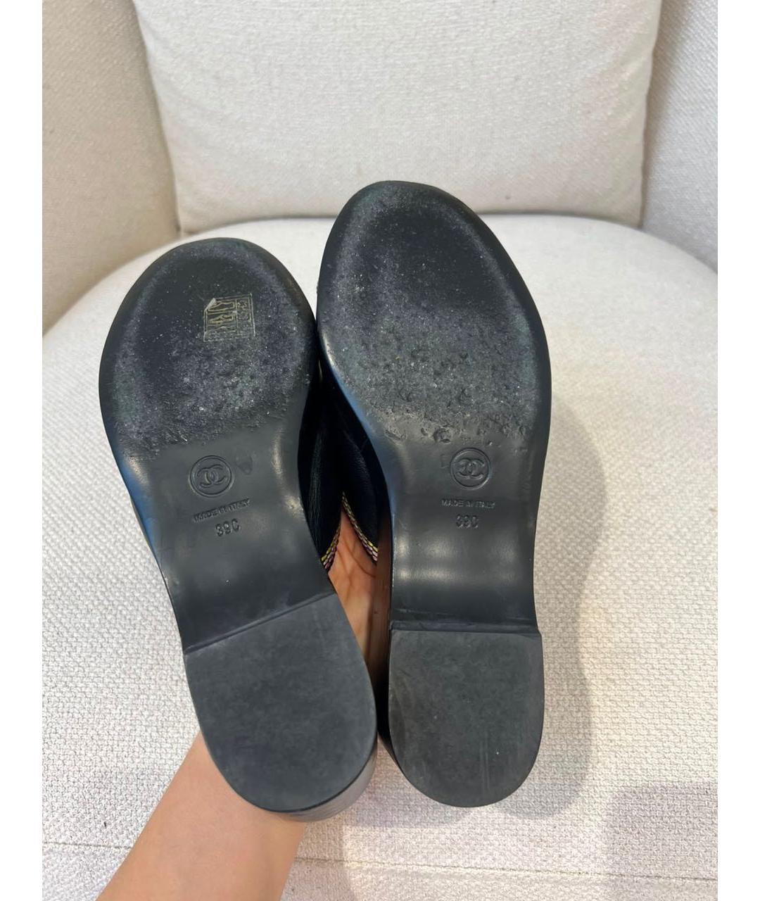 CHANEL Черные кожаные сабо, фото 4