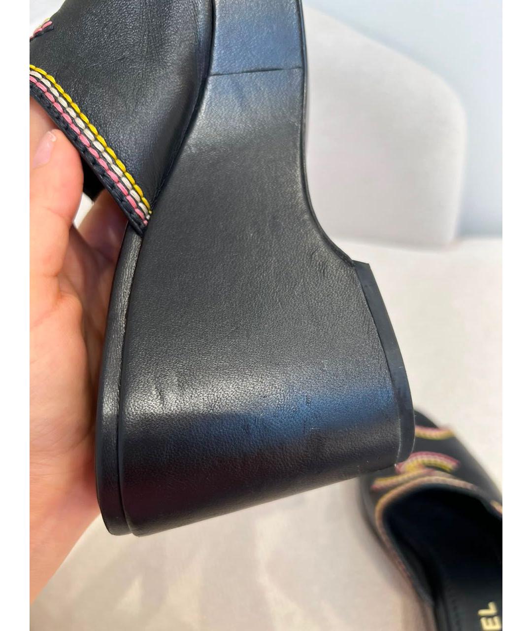 CHANEL Черные кожаные сабо, фото 7