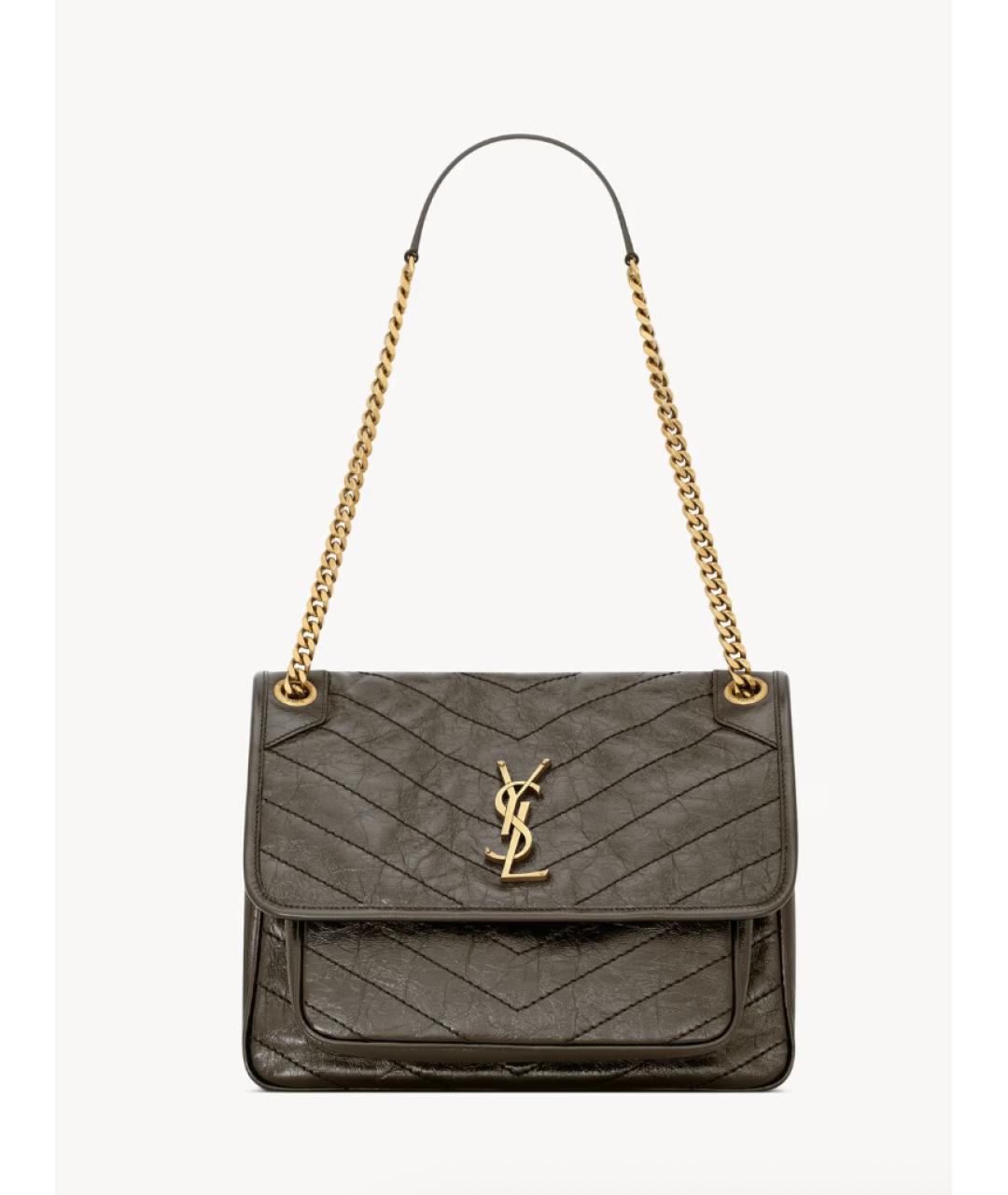 SAINT LAURENT Зеленая сумка через плечо из лакированной кожи, фото 7