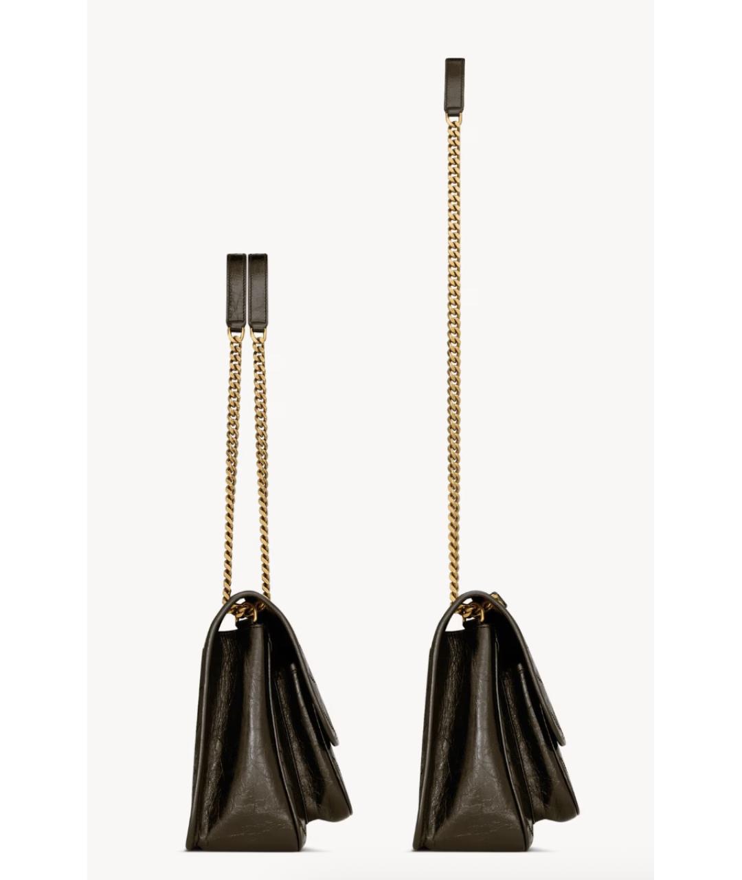 SAINT LAURENT Зеленая сумка через плечо из лакированной кожи, фото 3