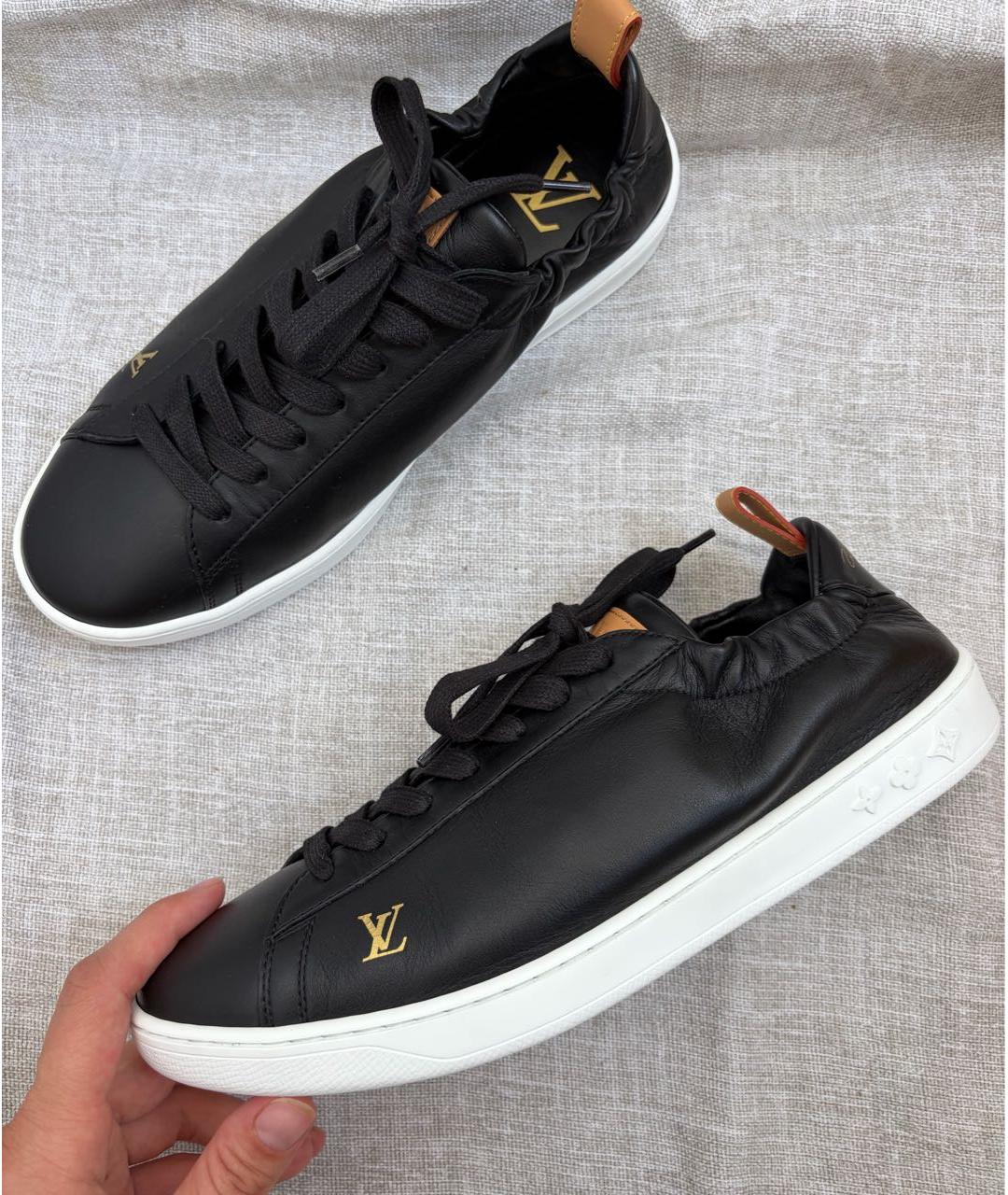 LOUIS VUITTON Черные кожаные низкие кроссовки / кеды, фото 8