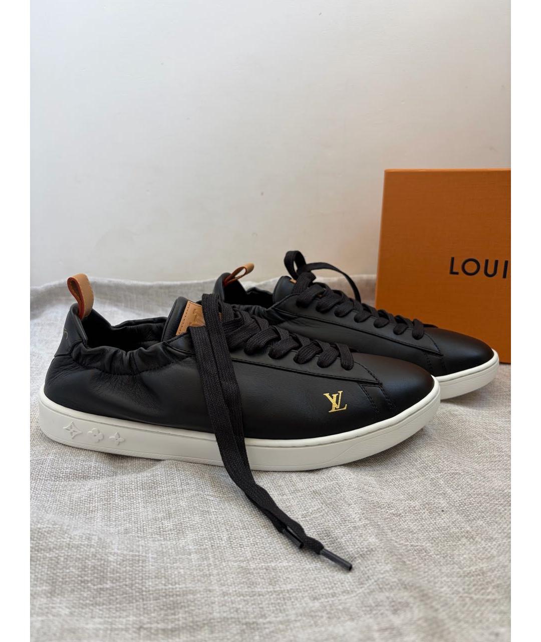 LOUIS VUITTON Черные кожаные низкие кроссовки / кеды, фото 5