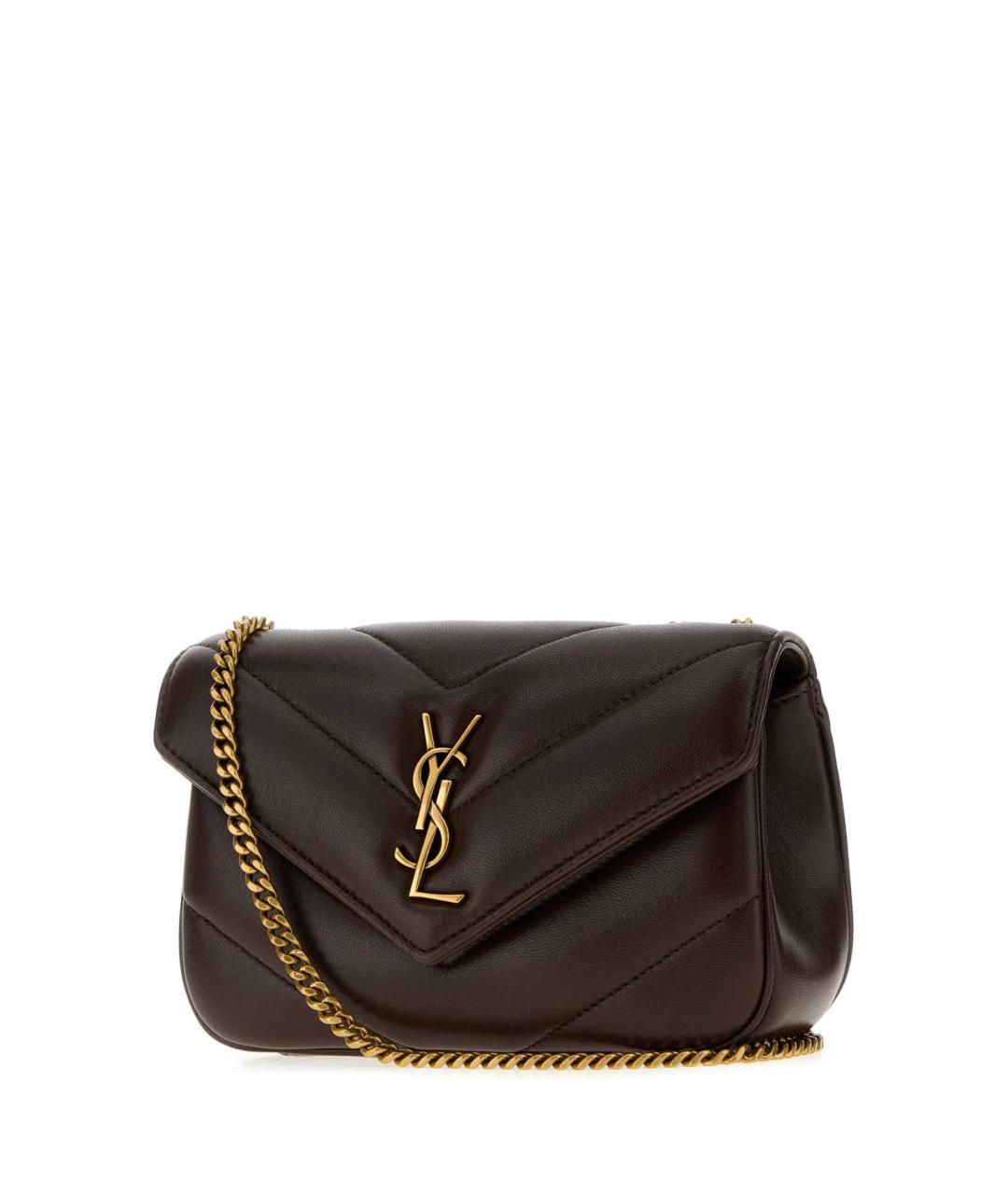 SAINT LAURENT Коричневая кожаная сумка через плечо, фото 2