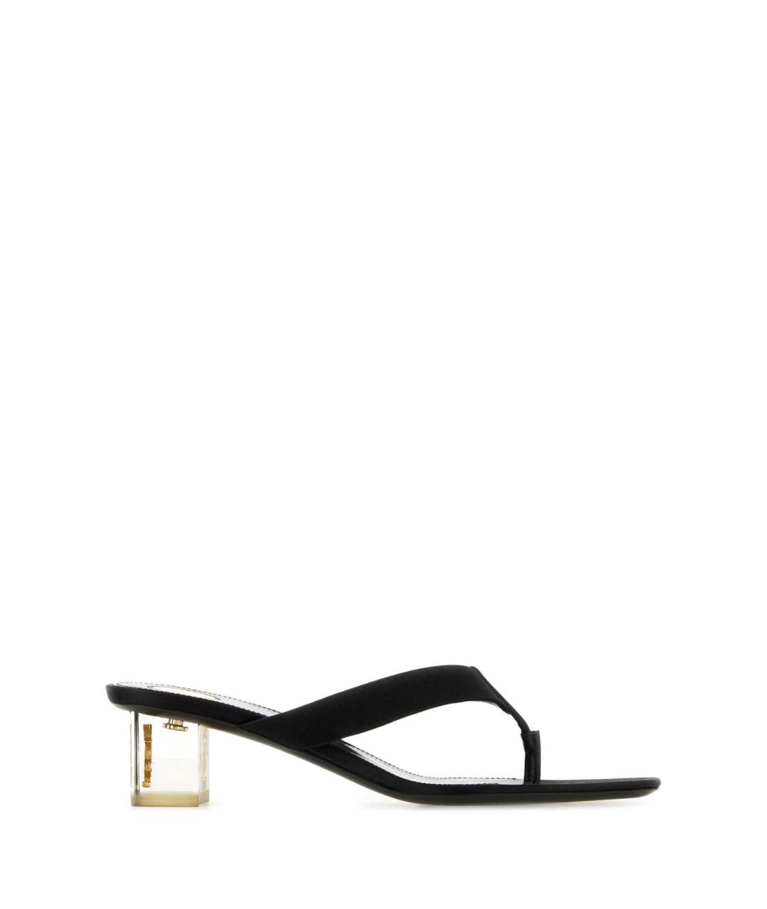 SAINT LAURENT Черные кожаные мюли, фото 1