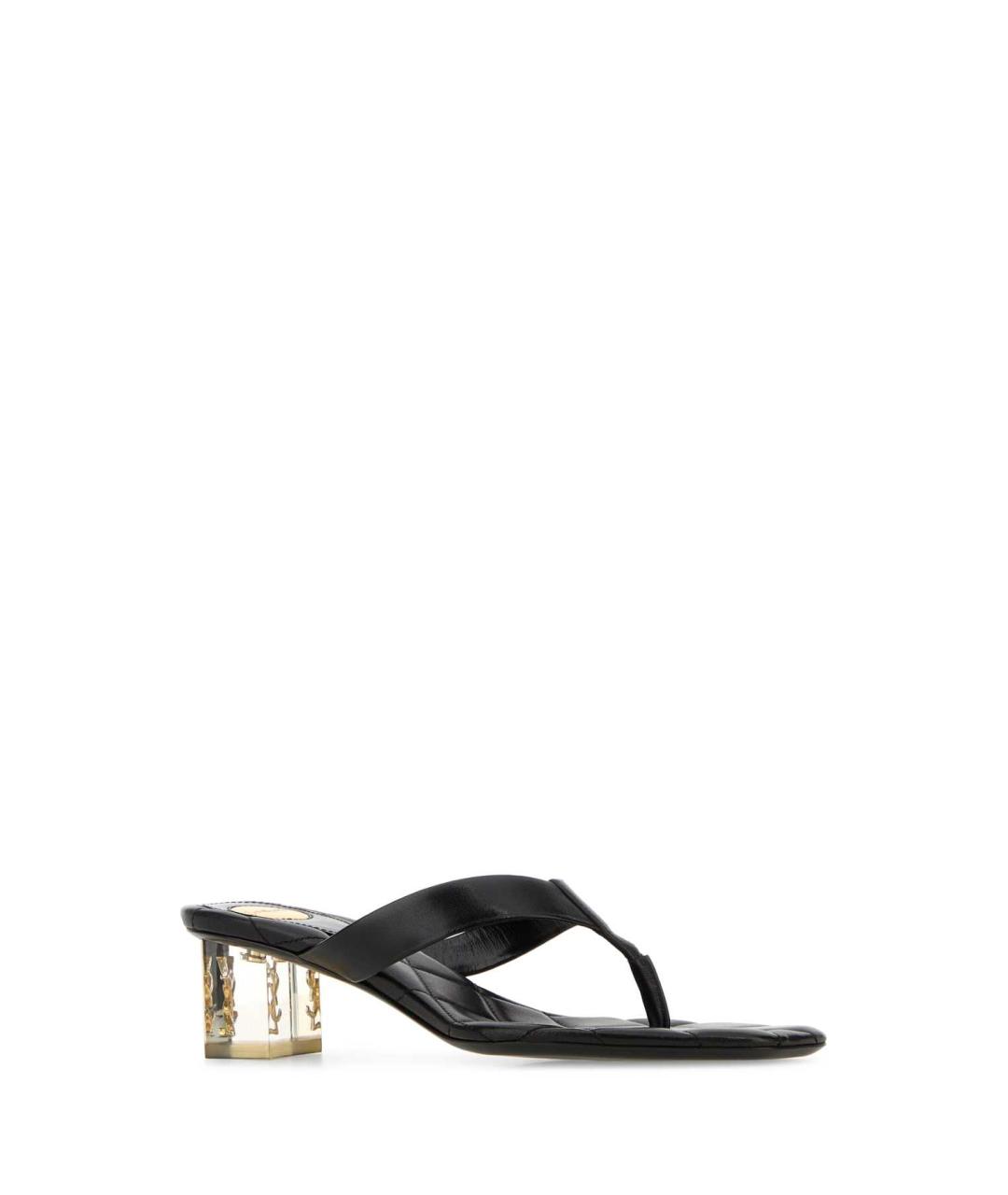 SAINT LAURENT Черные кожаные мюли, фото 2