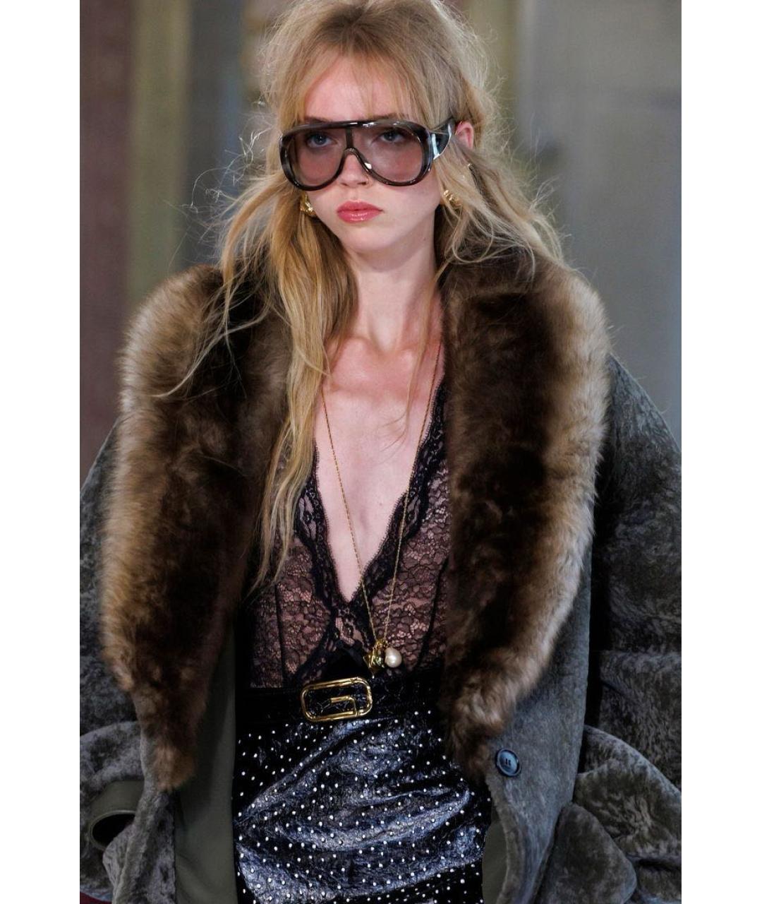 GUCCI Коричневые пластиковые солнцезащитные очки, фото 3