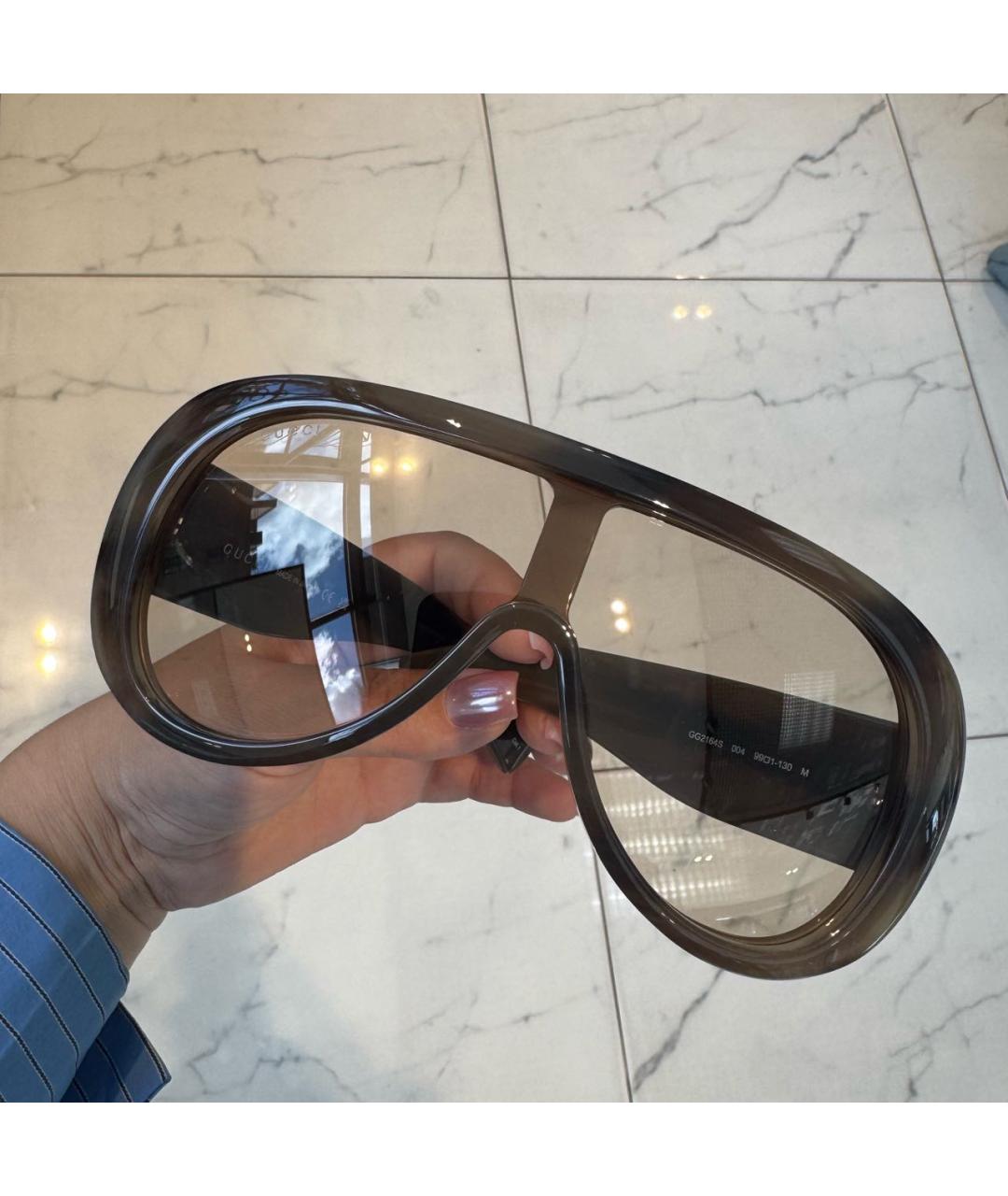 GUCCI Коричневые пластиковые солнцезащитные очки, фото 5