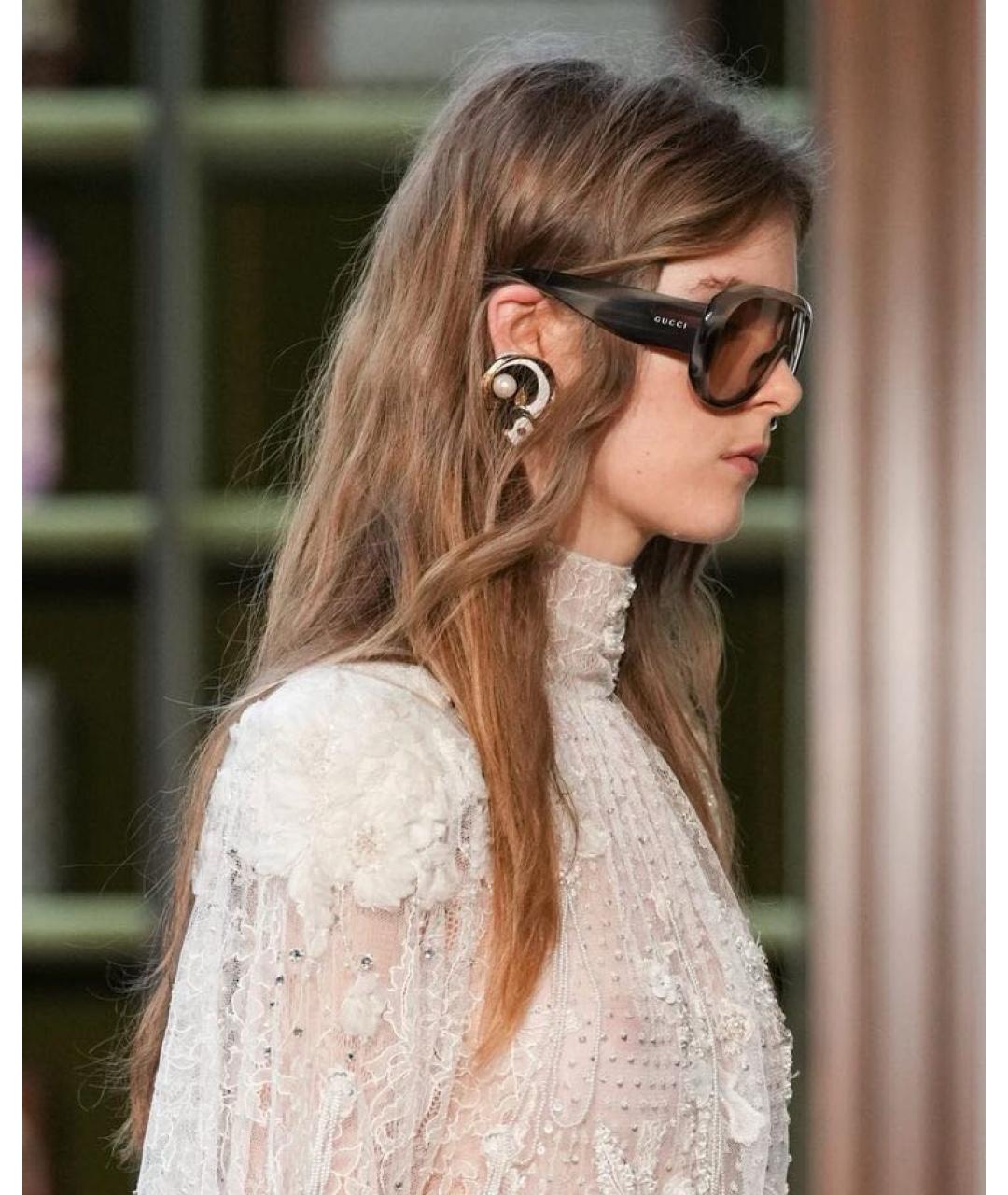 GUCCI Коричневые пластиковые солнцезащитные очки, фото 4