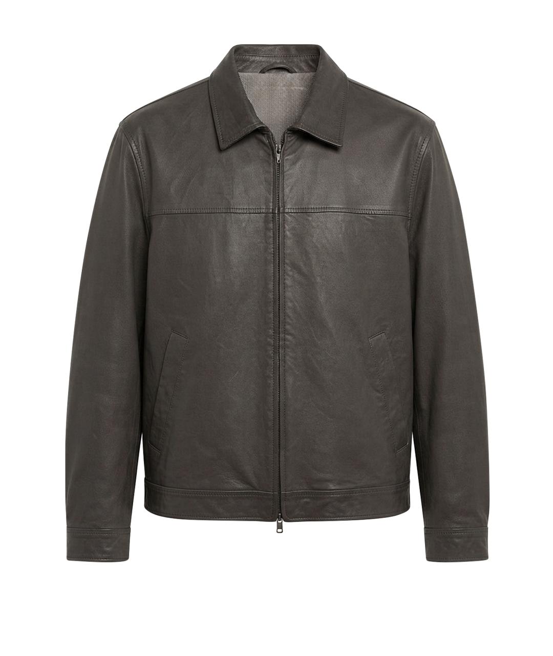 BRIONI Серая кожаная куртка, фото 1