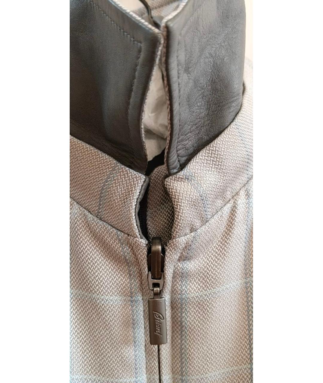 BRIONI Серая кожаная куртка, фото 4