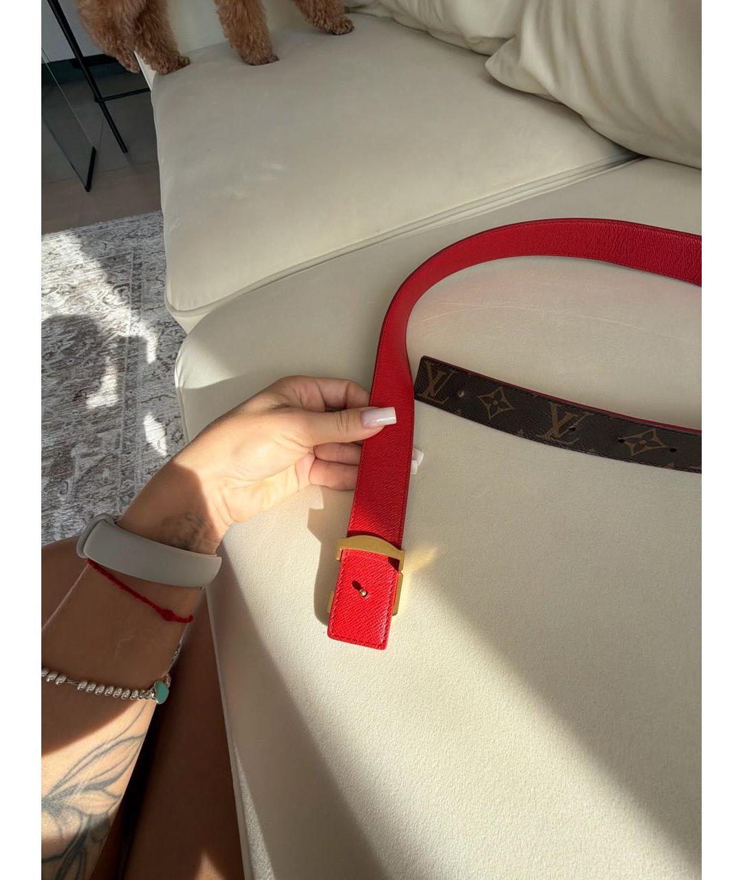 LOUIS VUITTON Коричневый кожаный ремень, фото 2