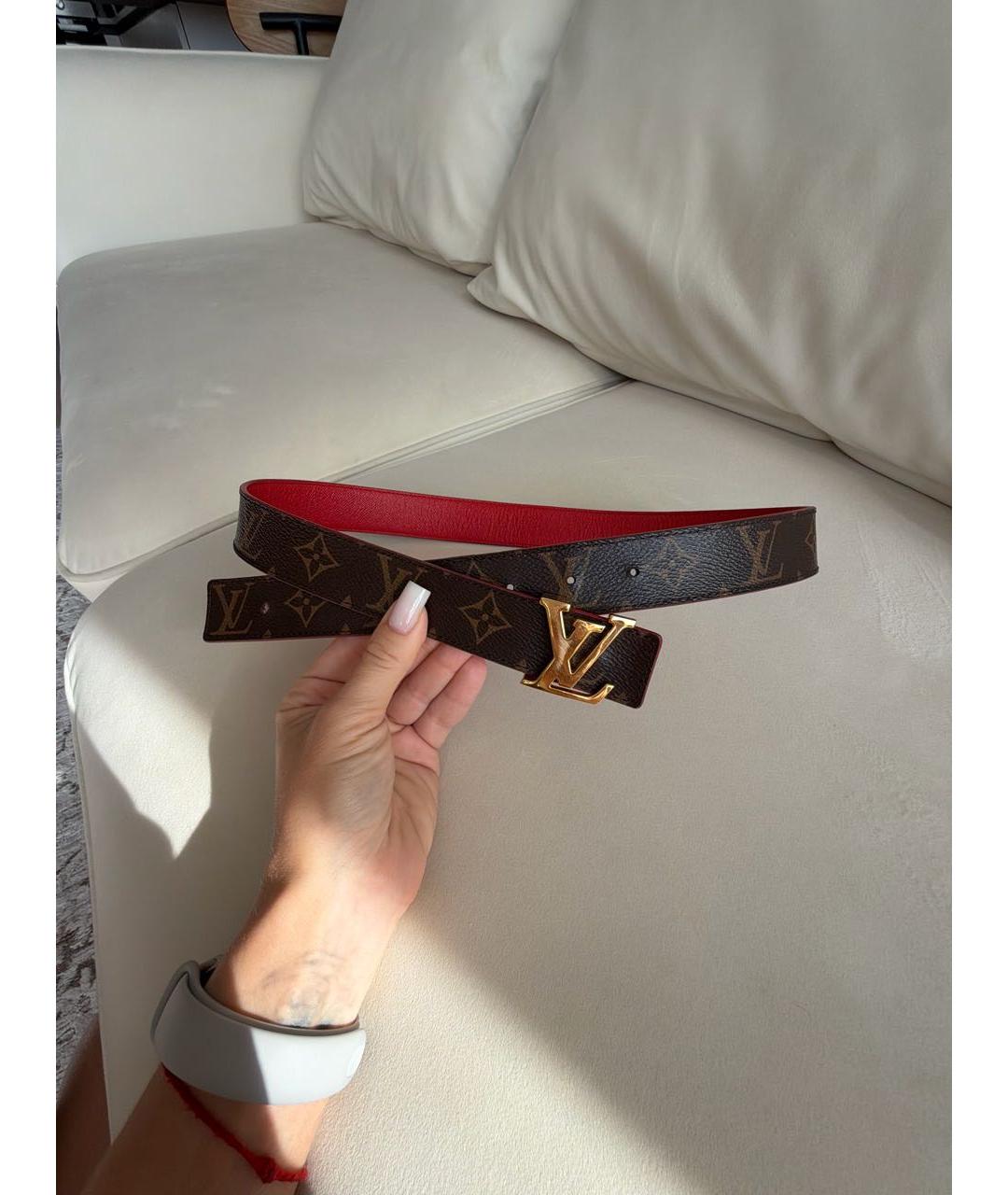 LOUIS VUITTON Коричневый кожаный ремень, фото 9