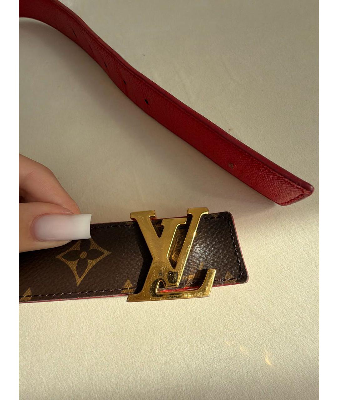 LOUIS VUITTON Коричневый кожаный ремень, фото 4