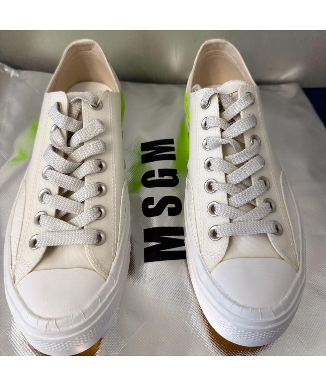 MSGM Белые текстильные низкие кроссовки / кеды, фото 2