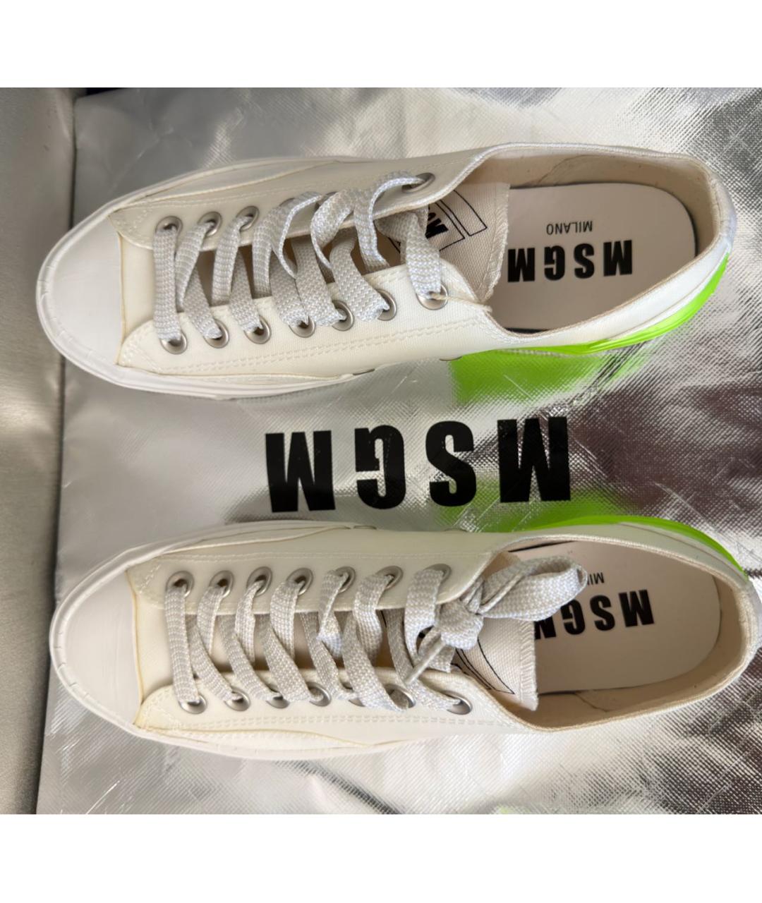 MSGM Белые текстильные низкие кроссовки / кеды, фото 4