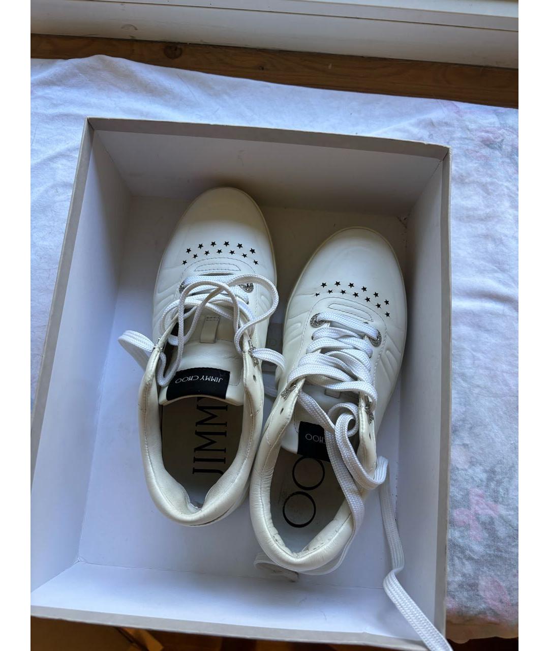 JIMMY CHOO Белые кроссовки из кожи аллигатора, фото 7
