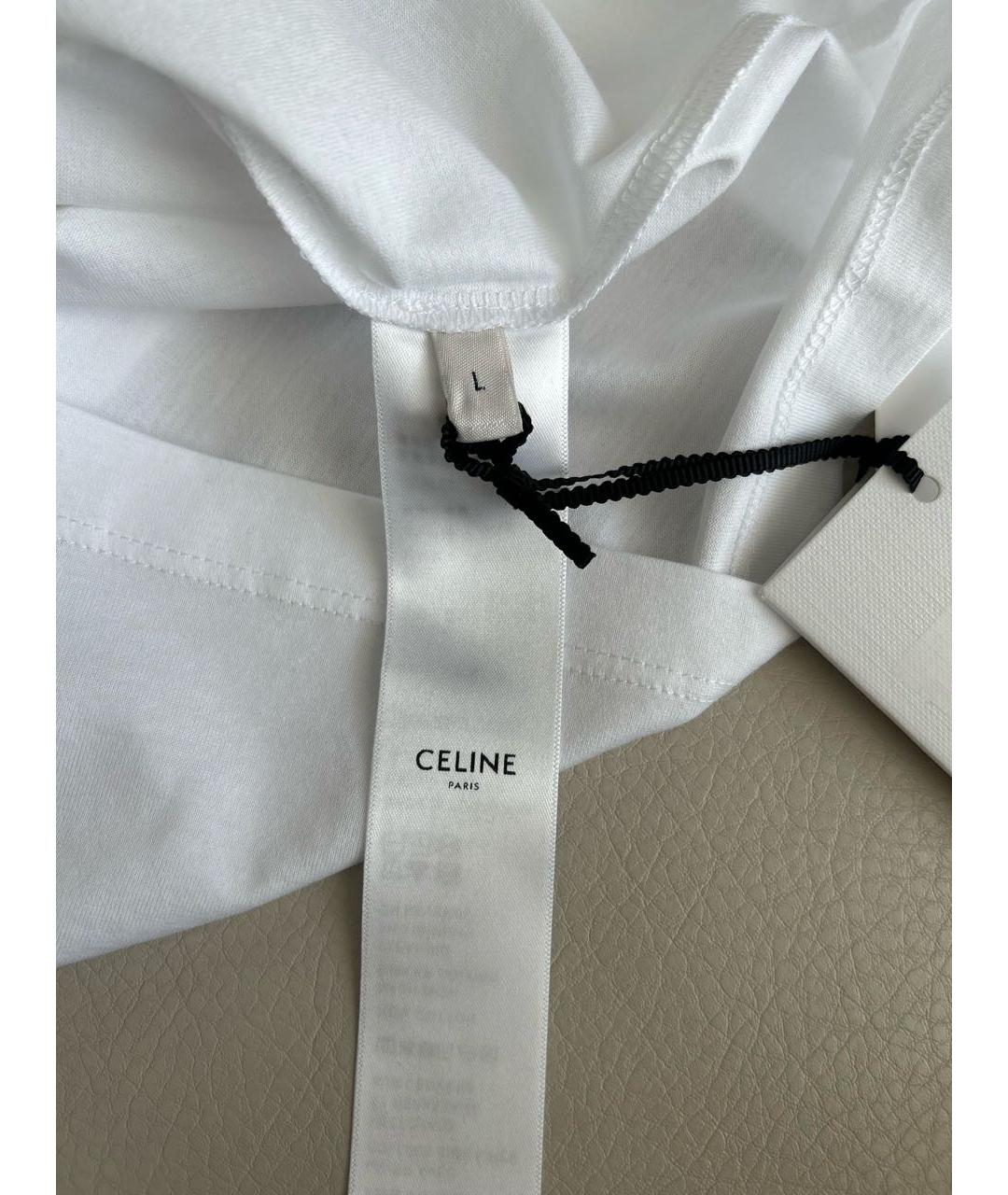 CELINE Белая хлопковая футболка, фото 5