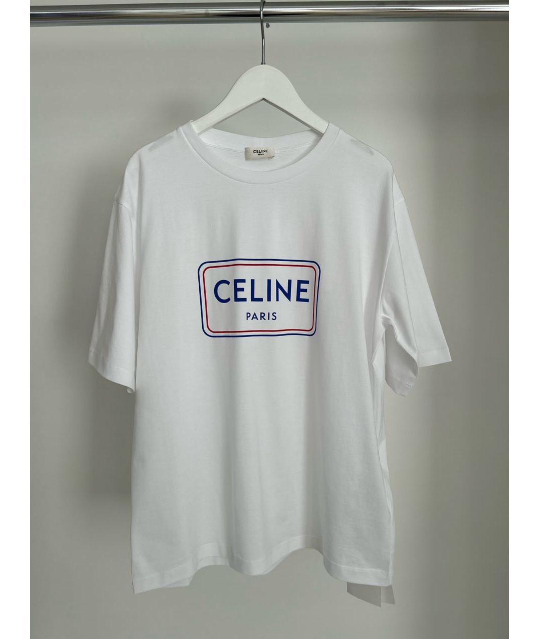 CELINE Белая хлопковая футболка, фото 9