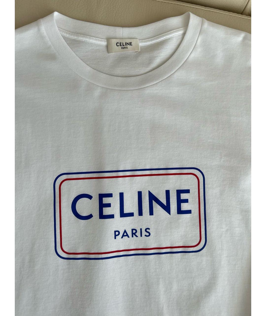 CELINE Белая хлопковая футболка, фото 4