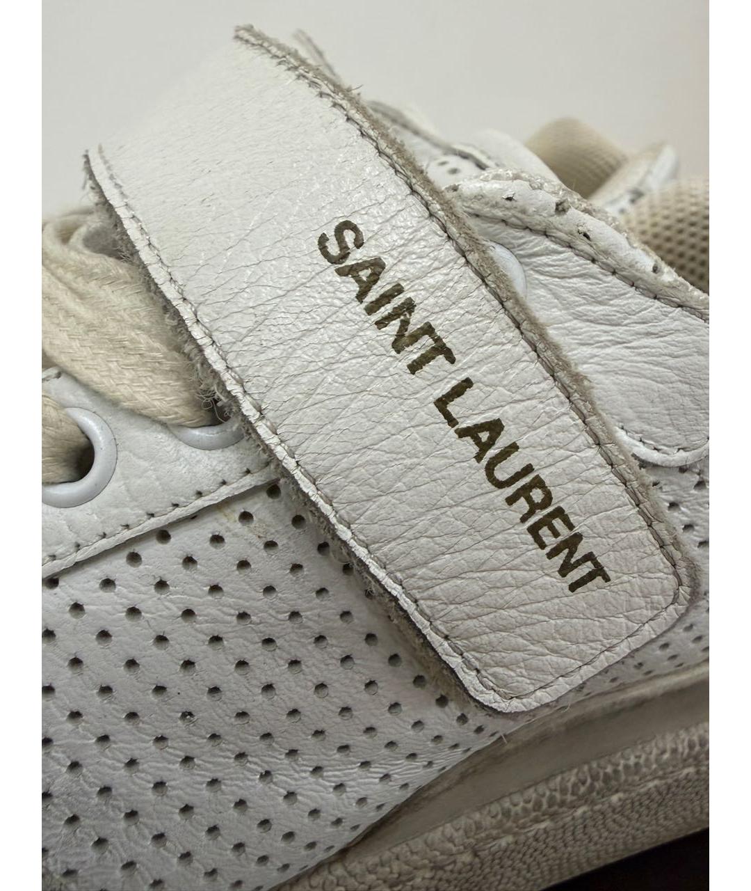 SAINT LAURENT Белые кожаные кроссовки, фото 6
