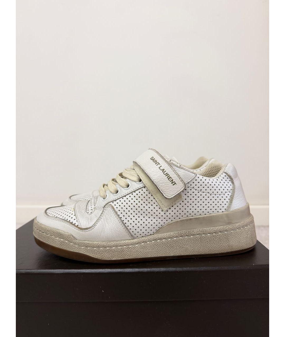 SAINT LAURENT Белые кожаные кроссовки, фото 4
