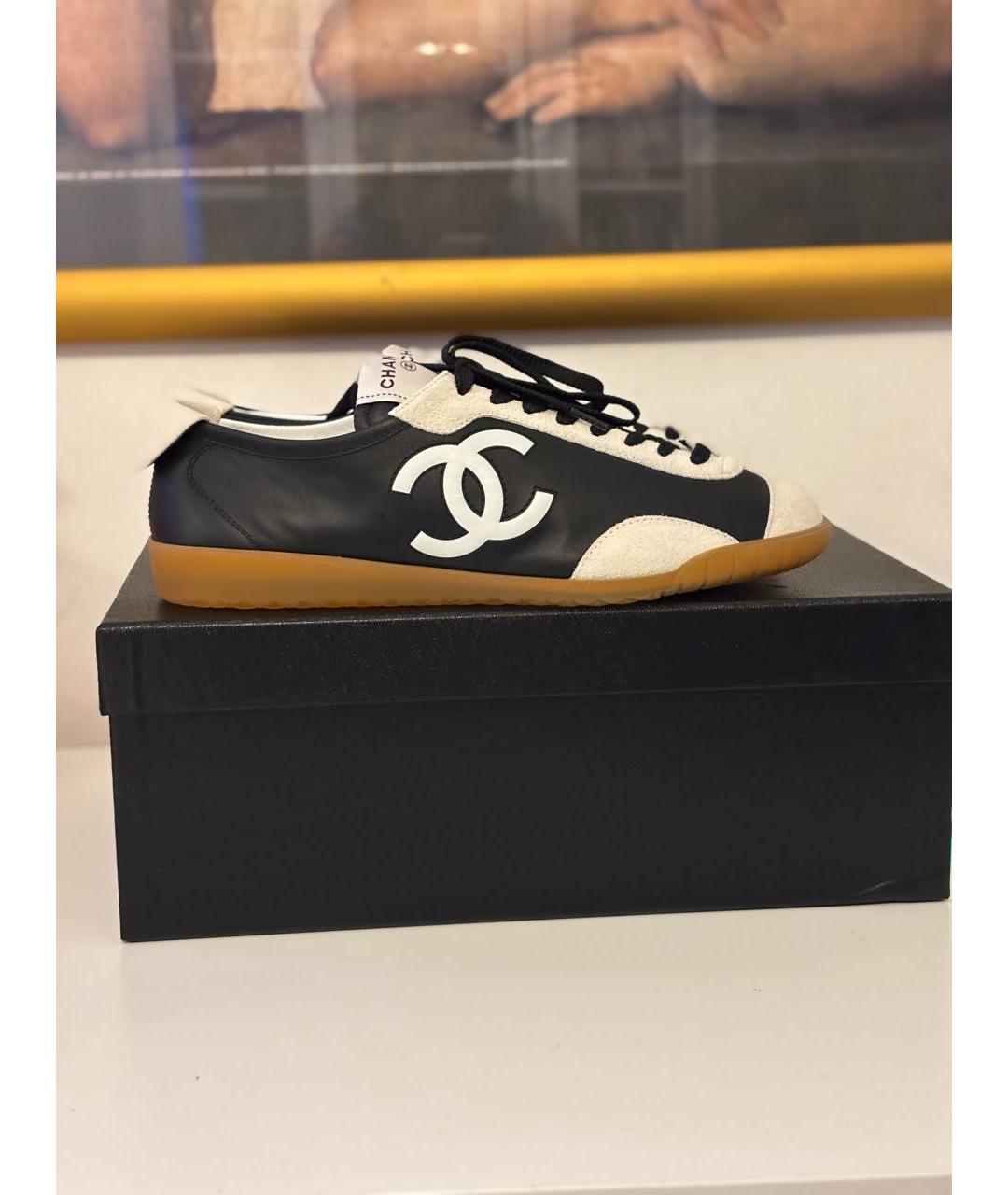 CHANEL Черные кожаные кроссовки, фото 5