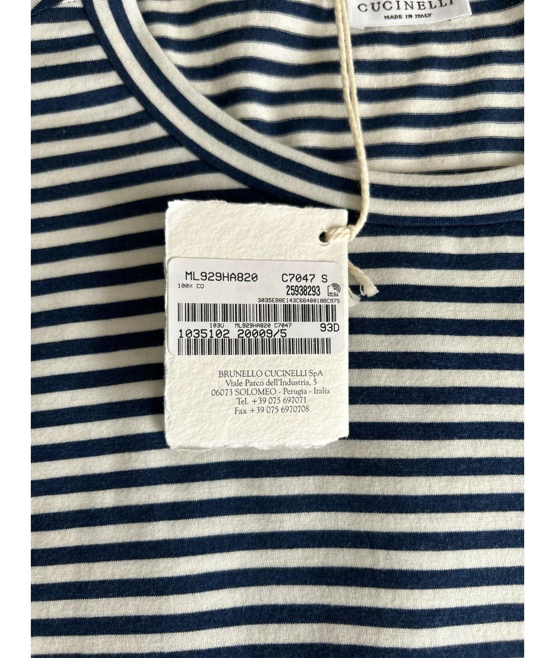 BRUNELLO CUCINELLI Темно-синяя хлопковая футболка, фото 5