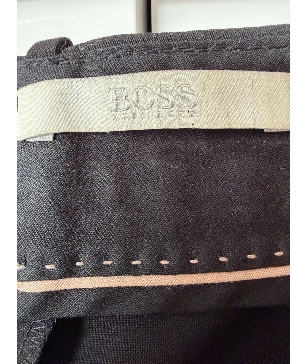 HUGO BOSS Черные шерстяные прямые брюки, фото 3
